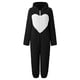 thumbnail image 4 of Gibobby pantalones de yoga Pijama de manga larga de lana artificial para mujer, mono holgado con capucha y cremallera de Color sólido informal, pijama informal de invierno cál(Negro， XXL), 4 of 5