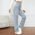 thumbnail image 7 of WTOBBY Women's High Waist Straight Leg Jeans, Fashionable Washed Jeans with a Versatile and Casual Style, Ideal for Daily Wear and Relaxed Events,Sky Blue L, 7 of 7