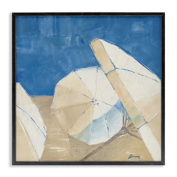 Stupell Industries Tropical Umbrellas and a Royal Blue Sky Beach Black Framed Giclee Art, 12 x 12, by John Burrows
