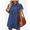 Dark Blue, variant on Denim Dress for Women Babydoll Tiered Short Sleeve Button Down Jean Shirt Dresses