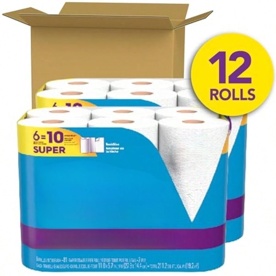 Cloth Paper Towels, Choose-A-Sheet Size, 12 Super Rolls, 81 Sheets per Roll Packaging May Vary