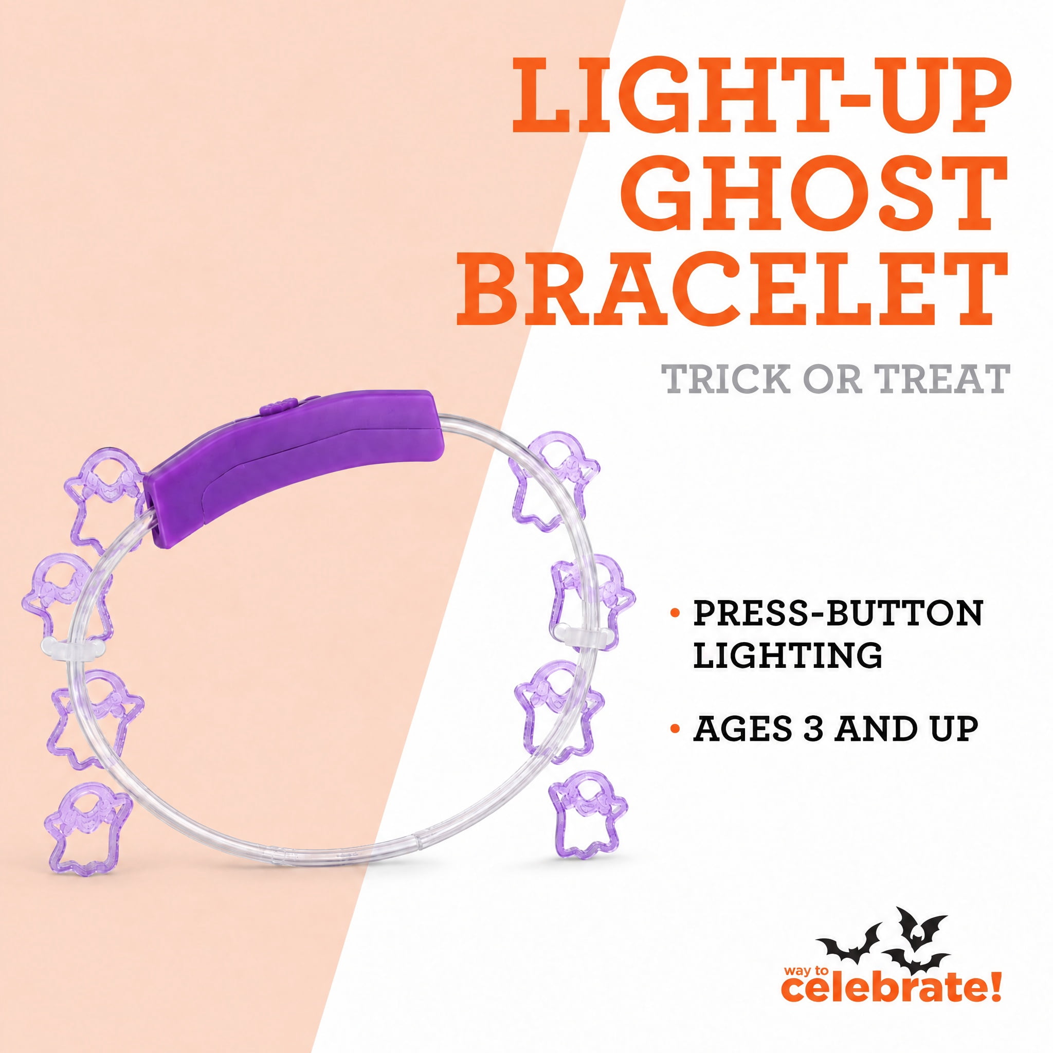 Light-Up Ghost Bracelet, Purple, Halloween by Way To Celebrate