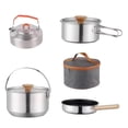 thumbnail image 3 of koolsoo Batterie de Cuisine de Camping Souper Antiadhésive Sac à Dos Casserole Suspendue Intérieur Ensemble de Cuisson Poignée en Bois, 3 of 9