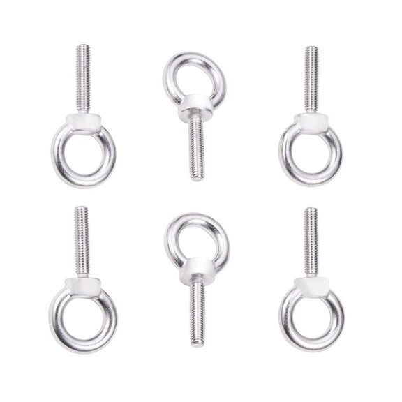 6pcs Stainless Steel Eye Bolts,304 Stainless Steel M8x35mm Lifting Thread Eye Ring Bolt Screw Eyebolt