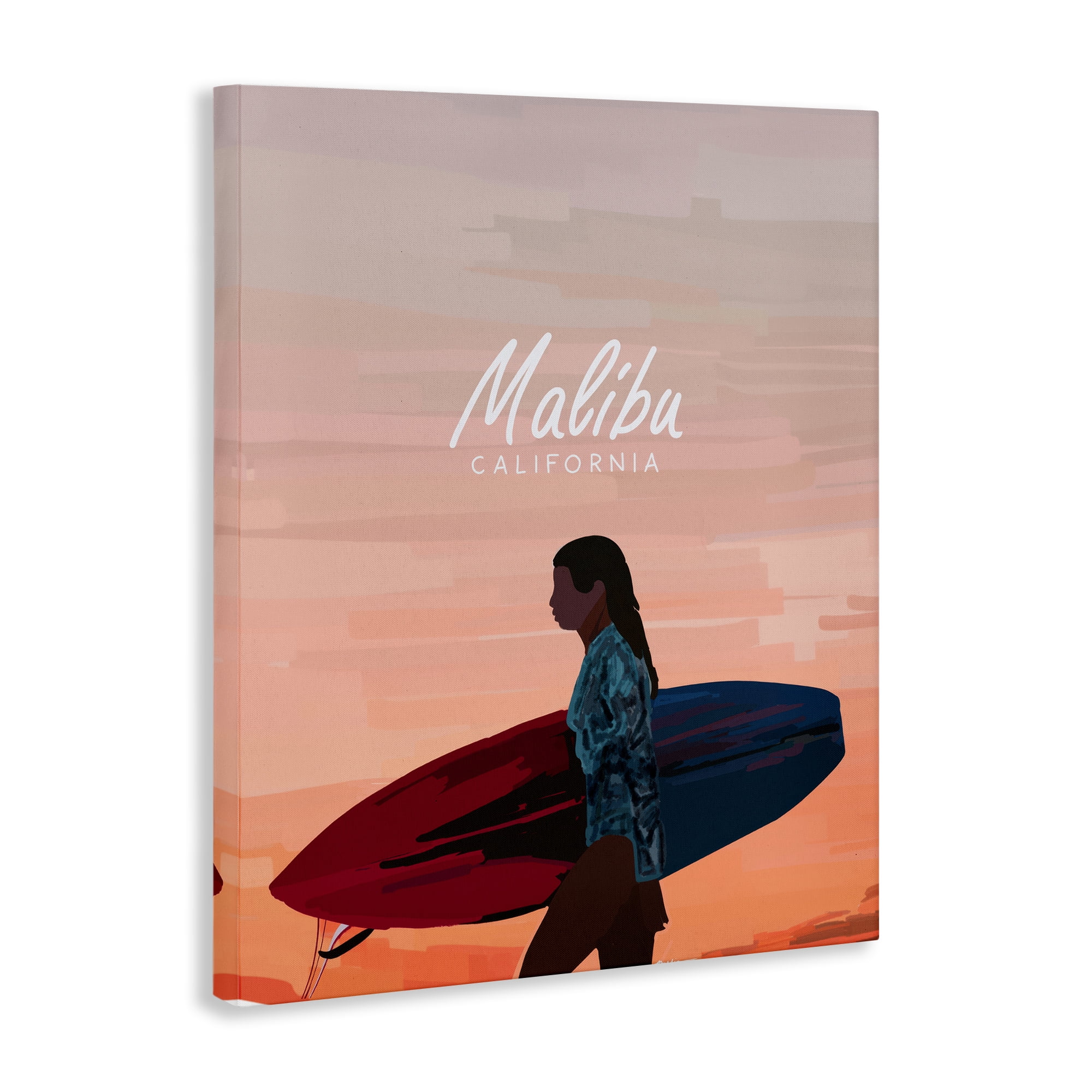 Stupell Industries Malibu Surfer Girl Sports Painting Wrapped Canvas Art Print Wall Art, 30 x 40