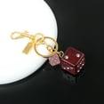 thumbnail image 7 of YANONELRY Fashion Pink Size Dice Crystal Drip Alphabet Keychain Student Red Good Luck Dice String Epoxy Gold Foil Resin Rhinestones Y2K Purse Accessorie, 7 of 7