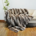thumbnail image 3 of Inchgrass Faux Fur Throw Blanket, Super Soft and Cozy Plush Blanket for Bed and Couch, Women Winter Warm Blanket for Home Decor (Grey, 74''x90''), 3 of 7