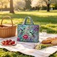 thumbnail image 5 of Hummingbird Tote Bag with Floral Pattern, Embroidered Style Polyester Shoulder Handbag, Lightweight Shopping and Commuter Purse for Women, 5 of 6