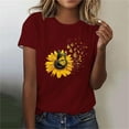 thumbnail image 2 of Ruimatai Womens Summer Casual Tops Female Fashion Sunflower Print Graphic Shirt Women's Crewneck Short Sleeve Loose T-Shirt, 2 of 4