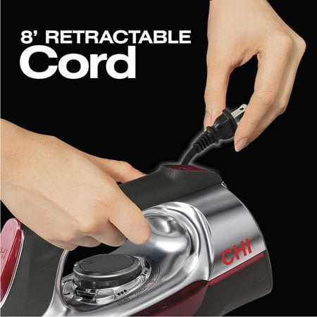 CHI Retractable Cord Iron, Titanium-Infused Ceramic Soleplate, Black, 13106F