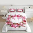 thumbnail image 2 of jejeloiu Bowtie Christmas Wreath Bedding Comforter Set,Pink Heart Print Twin Comforter Sets,Red Berry Pink Leaf Bedding Set For Princess,Ultra Soft Home Decor Reversible,2 Pieces, 2 of 8