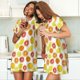 thumbnail image 4 of Fotbe Lemon Orange Bata de Dormir para Mujer con Estampado, Camisón de Algodón de Manga Corta, Ropa de Dormir Casual, 4 of 6