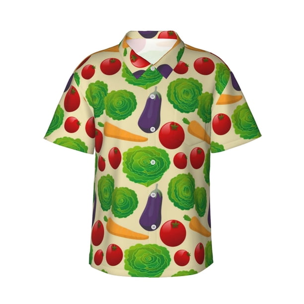 Balery Vegetable Camisas hawaianas de manga corta para hombre, camisas playeras de corte holgado, camisas de vacaciones con botones,XX-Large