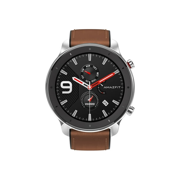 Amazfit GTR 47 mm stainless steel smart watch with strap leather brown display 1.39 Bluetooth 1.69 oz Walmart