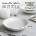 thumbnail image 2 of 8.5" Pasta Bowls, 32oz Salad Bowls Set of 6, Natural White Ceramic Serving Bowls, Porcelain Plate Bowl Serving Dish Shallow Bowls Set for Kitchen, Microwave Dishwasher Safe, 2 of 9
