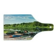 thumbnail image 2 of Hunting Cutting Board, Fishing Tackle on a Pontoon Lake in the Woods Trees and Greenery Freshwater Hobby, Tempered Glass Cutting and Serving Board, Wine Bottle Shape, Multicolor, by Ambesonne, 2 of 5