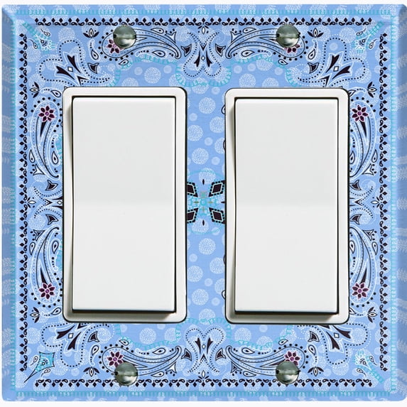 Metal Light Switch Plate Cover Blue Paisley Bandana Spotted Tile Pattern TIL081