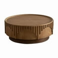 thumbnail image 5 of Modern Round Coffee Table Handcrafted Solid Wood Veneer with Mushroom Shape Fluted Design Sturdy Pedestal Base for Apartment Living Room, 5 of 7