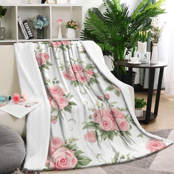 Pioneer Flower Floral Print Pattern Blanket,Comfortable Soft Flannel Throw Blanket,All Season,Warm Lightweight Blankets for Sofa Bed Couch Living Room Chair,40"x50"