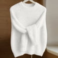 thumbnail image 5 of Crew Neck Sweaters for Women, Long Sleeve Solid Raglan Knit Loose Pullover, Casual Soft Knitted Fall Daily Fashion Sweater Top White M, 5 of 6