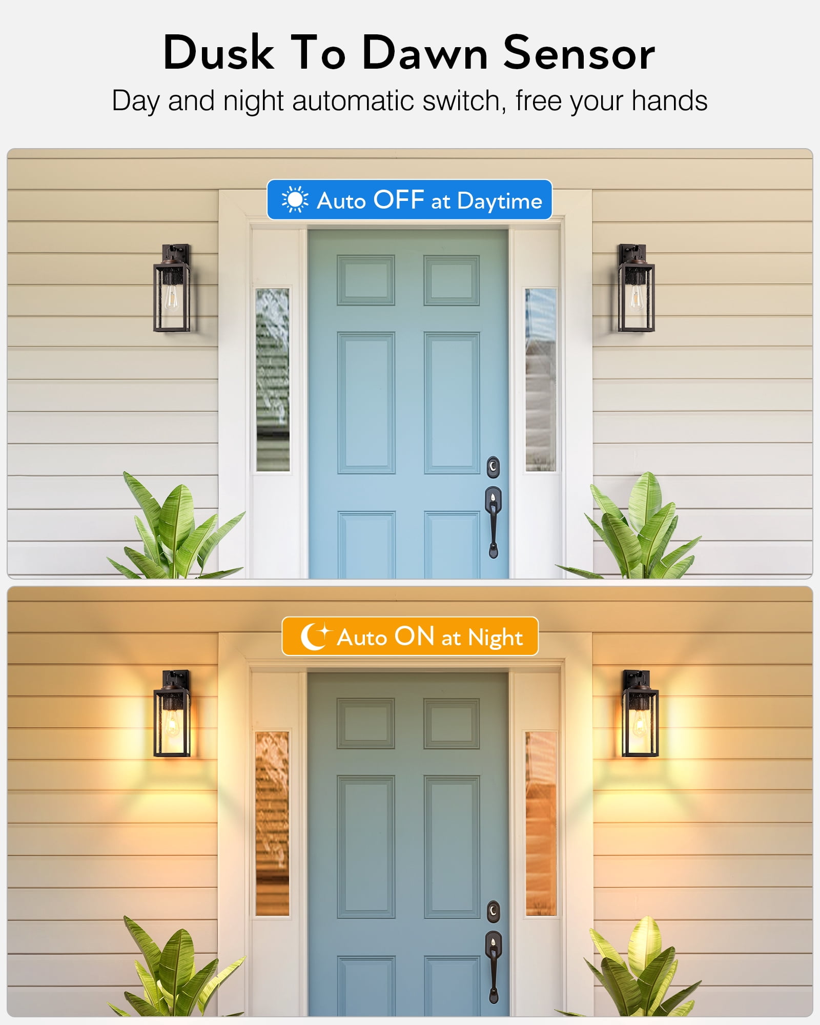Outdoor Light Fixture, White Modern Outdoor Wall Lights Exterior with Tempered Seed Glass, Aluminum Waterproof Exterior Lighting Fixtures for House, Balcony, Garage, Garden, Yard