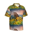 thumbnail image 2 of Uemuo Horse Sunflowers Printed Regular Fit Short Sleeve Casual Hawaiian Shirt for Men,Aloha shirt,Tropical shirt,Floral print shirt,Vacation Beach shirt-Medium, 2 of 9