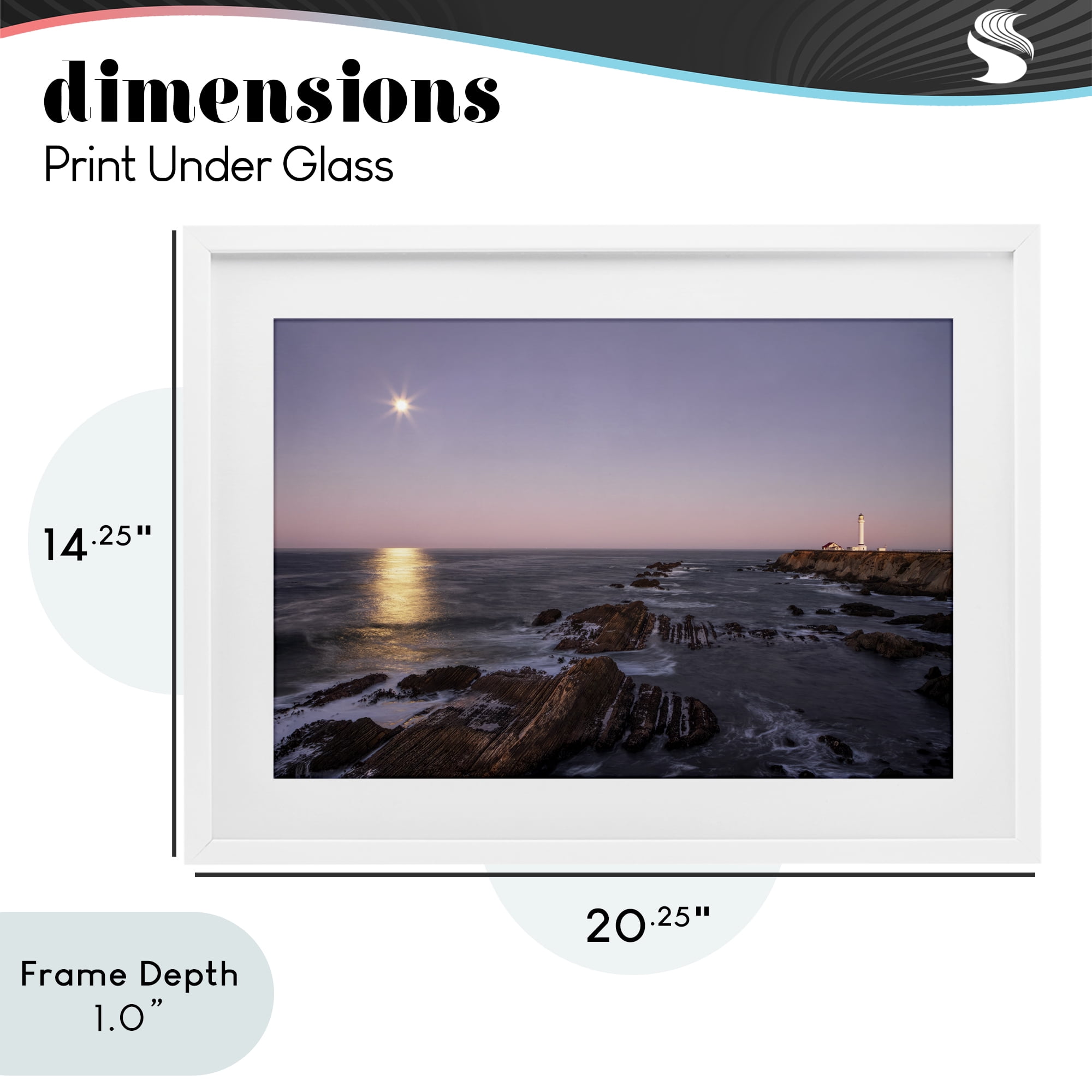 Stupell Industries Moon Arena Coastline White Framed Print Under Glass, design by Shelley Carlisle