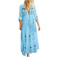 thumbnail image 2 of CEHVOM Robe Imprimée Décontractée pour Femmes à Manches Longues et Col en V, Robe Longue Ample, 2 of 4