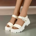 thumbnail image 4 of FNFYFH Flatform Platform Sandals for Women Dressy Cute Open Toe One Band Two Tone Sandals,Adjustable Buckle Sandals, Comfortable Wedding Sandals for Women, 4 of 5