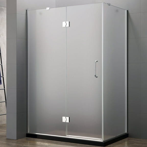 Dreamwerks 35 in. D x 47 in. W x 79 in. H Frameless 3-Piece Hinged Shower Enclosure with Frosted Glass