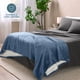 thumbnail image 4 of Manta de cama de felpa Sherpa Bare Home matrimonial/queen azul corona, 4 of 6