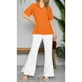 thumbnail image 2 of HAPPY BAY Women's Casual Hawaiian Blouse Shirt Blouses Short Sleeve Button Up Dress Tops Tee Shirts Dresses for Women S Solid, Dark Orange, 2 of 4