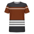 thumbnail image 4 of Kalauyu Men's Color Block Short Sleeve Crewneck T Shirts Casual Summer Striped Tee Shirt Streetwear Trendy Tops, 4 of 5