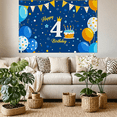 thumbnail image 5 of Blue Themed 4th Birthday Backdrop Banner with Crown Cake Balloons and Stars Party Decoration Happy Birthday Photography Props Party Supplies Background Decor, 5 of 6