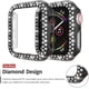 thumbnail image 4 of 2 Pack Diamond Case Tempered Glass Screen Protector Compatible with iWatch 41mm Series 8 Series 7, Bling Diamonds Hard PC Bumper Protective Cover Compatible with iWatch 41mm (Black/Black), 4 of 5