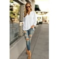 thumbnail image 6 of JWD Women's Casual V-neck Shirt Office Long Sleeve Bubble Cuff Four Seasons Top White X-Large, 6 of 6