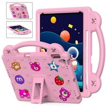 Allytech for iPad 10th Gen Case with Screen Protector Film, Kids Friendly Shockproof Cute Design Handle Stand Protective Rugged Tablet Case for Apple iPad 10th Generation 2022 - Pink