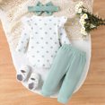 thumbnail image 6 of masbird Newborn Infant Baby Girl Clothes 3Pcs Ruffle Long Sleeve Romper Pants Headband Set Fall Winter Outfits,Light Green,3-6 M, 6 of 9