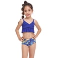 thumbnail image 1 of Faithtur Parent-Child Matching Swimsuit Mother Girl V-neck Ruffle Hem Sleeveless Backless Tie-Up Sling Tops + Printing Shorts, 1 of 9