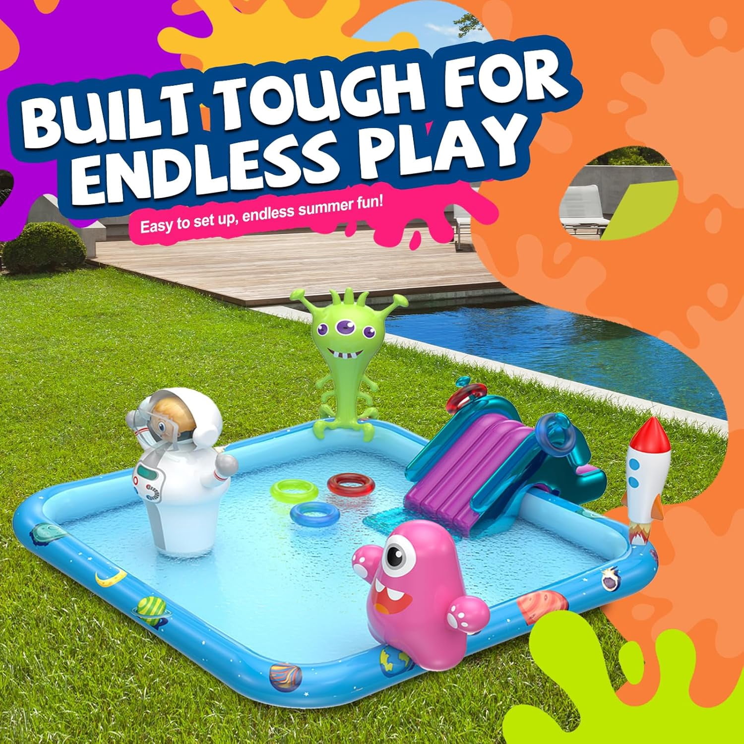 Inflatable Kids Swimming Pool Water Slide with Spacious Design