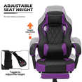 thumbnail image 3 of Magshion Computer Desk & Gaming Chair Set, Adjustable Height Reclining Chair with Retractable Footrest & Wheels & Lumber Support and Laptop Table Workstation, Purple, 3 of 10