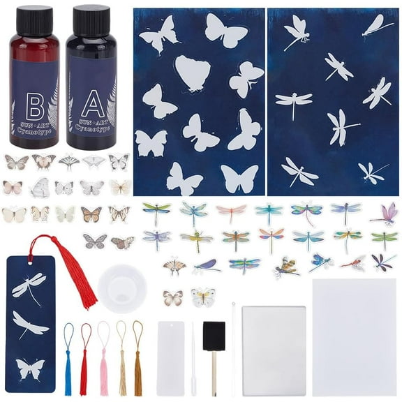 30 Sheets A4 Cyanotype Paper Sun Print Paper Kit High Sensitivity Butterfly Dragonfly Sun Print Nature Printing Papers Animal Photography Papers Kit for DIY Crafts Projects(8.3 x 11.7 inch)