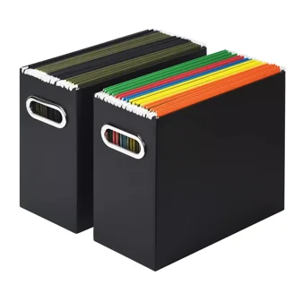 Dark black cardboard file organizer box