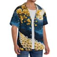 thumbnail image 2 of Fuzoiu Moonlit Golden Tree Peacock Print Men's Casual Short,Men's Short Sleeve Shirt,Mens Casual Button Down Shirts,Cuban Collar Summer Shirt for Beach, Vacation, and Outdoor Activities-X-Large, 2 of 5