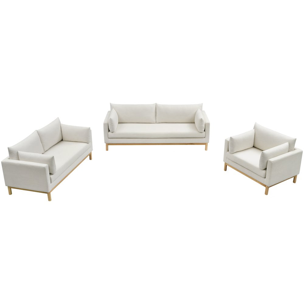 Meridian Furniture Langham Cream Linen Textured Fabric Sofa