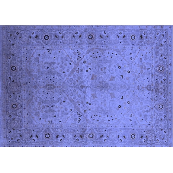 Ahgly Company Machine Washable Indoor Rectangle Oriental Blue Industrial Area Rugs, 6' x 9'