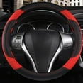 thumbnail image 2 of Leather Car Steering Wheel Cover, Non-Slip Car Wheel Cover Protector Breathable Microfiber Leather Universal Fit for Most Cars (Black & Red), 2 of 6