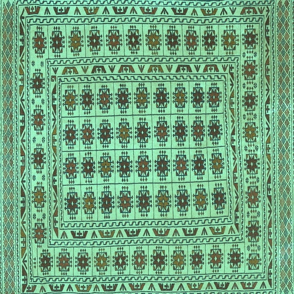 Ahgly Company Machine Washable Indoor Square Persian Turquoise Blue Traditional Area Rugs, 4' Square