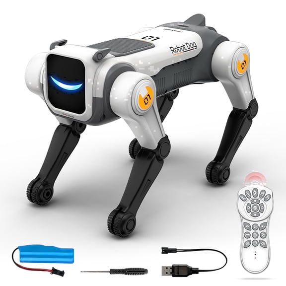 KIVDIT Remote Control Robot Dog Toys, 2.4GHz 30m Voice Command Robot Pet Toy,Programmable RC Pet Dog, Gifts for Kids Ages 3-18