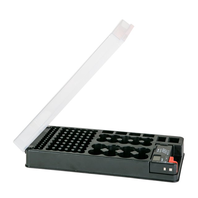 Caja de almacenamiento de batería con tapa LCD de 116 pulgadas, estante de almacenamiento de batería, caja de almacenamiento de comprobador de batería, uso versátil